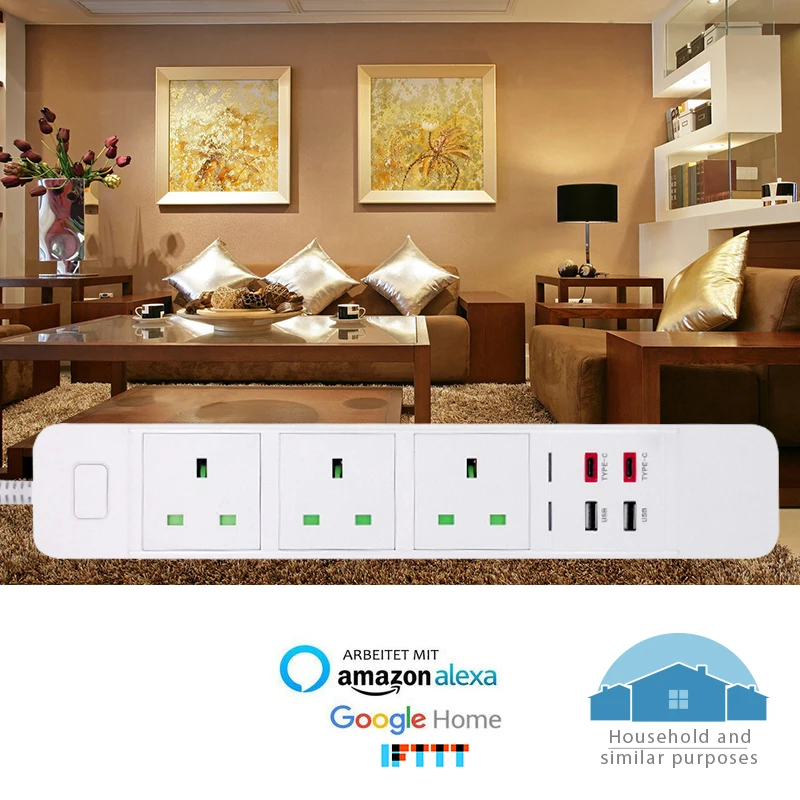 WiFi Smart power Strip внешний разветвитель розетки с usb type-c Защита от перенапряжения «Умная» вилка пульт дистанционного управления для Alexa Google Home