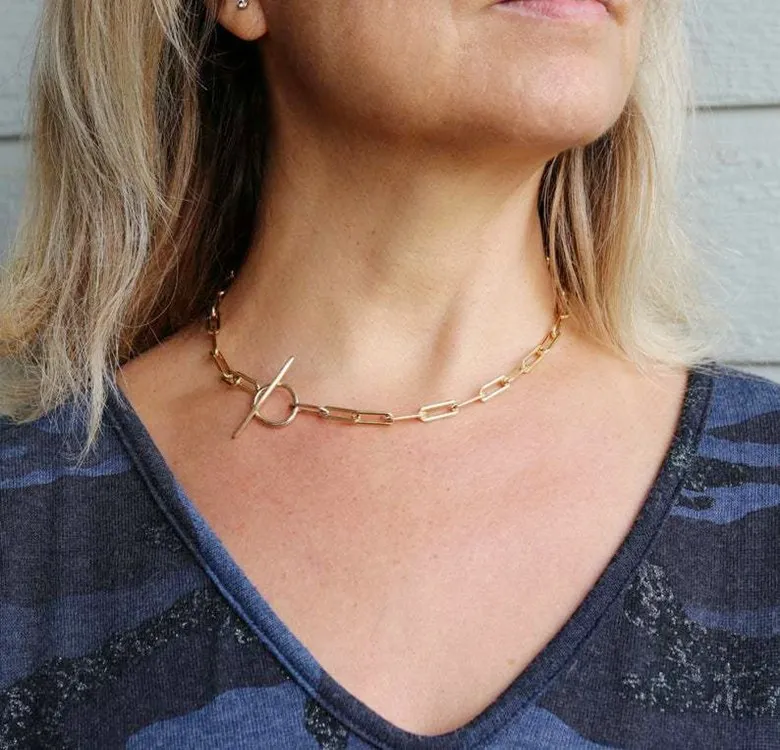 

2021 New Hot For Women Choker Charm Temperament Necklace Stainless Steel Fish Bone One Word Buckle Short Chain Necklace Jewelry