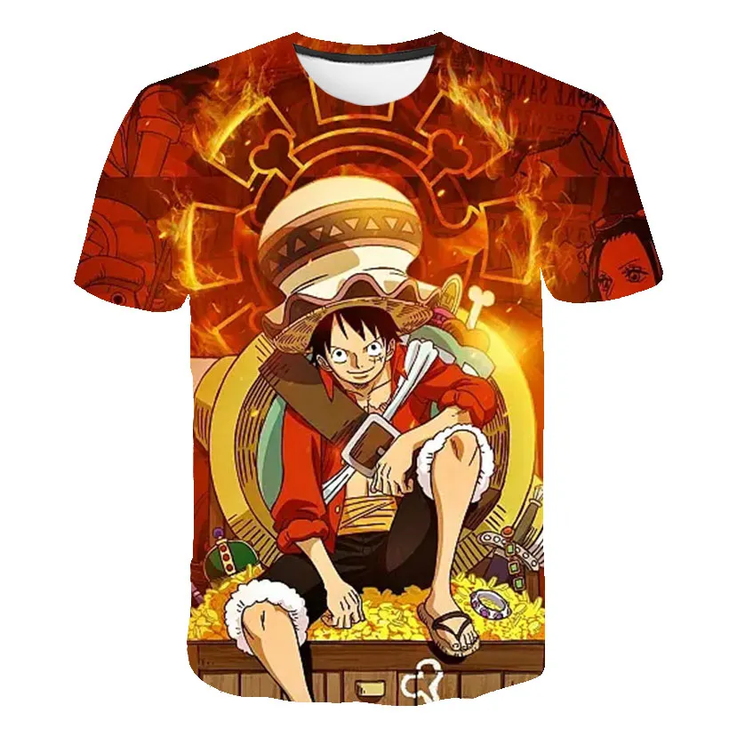 

2021 Summer Fashion 3D Printing T-shirt Japanese Anime Luffy Fashion Clothing T-shirt Children Boys Girls Casual Tops T-shirts