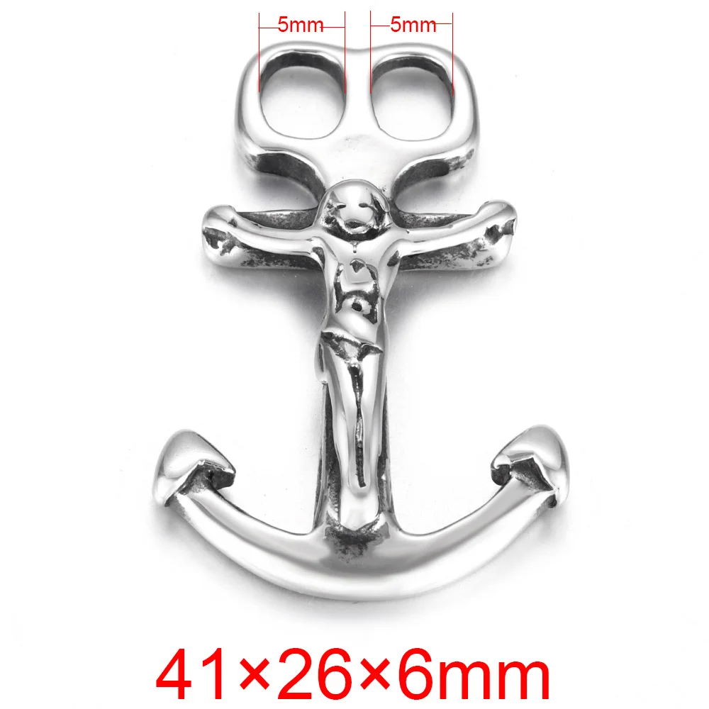 Anchor Jesuss Нержавеющая сталь Viking Thor's Hammer крючки изогнутые с двойным отверстием 6 мм для изготовления браслетов ювелирных изделий фурнитура для самостоятельного изготовления аксессуаров - Цвет: Anchor Jesuss