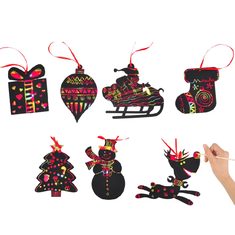 7 шт./компл. декоративные рождественские скретч-карты для рукоделия бумажные