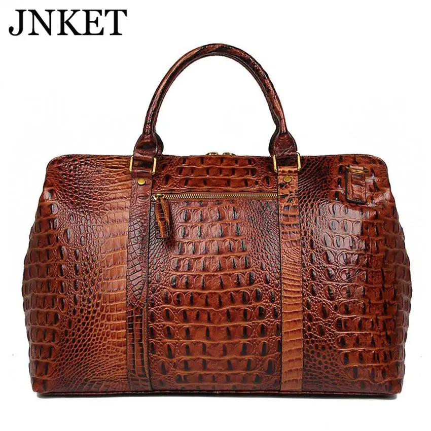 

JNKET New Alligator Pattern Full Grain Cow Unisex Shoulder Crossbody Bag Casual Leather Large Capacity Handbag Tote Bag