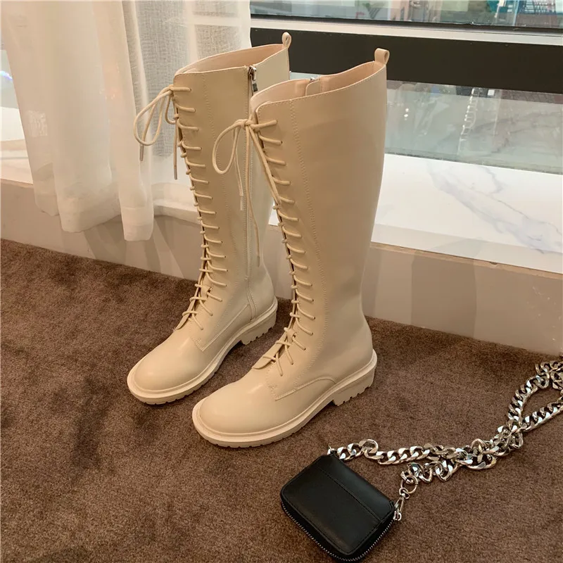 Неоново-зеленые женские сапоги из искусственной кожи до колена на шнуровке с