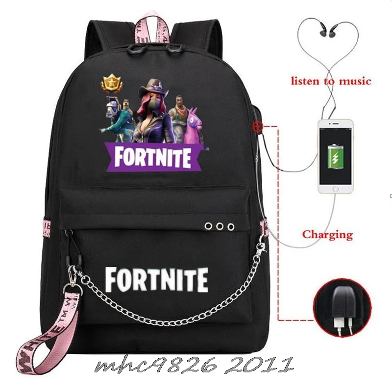 Студенческий рюкзак Fortnite с Usb-зарядкой для игр школьная сумка мальчиков и девочек