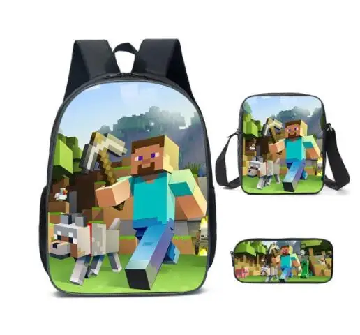 Школьные ранцы для девочек и мальчиков MINECRAFT 3 шт./компл. школьные подростков