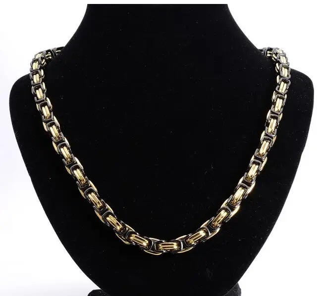 5/6/8 мм Любая длина золото черный тон византийское ожерелье из нержавеющей стали