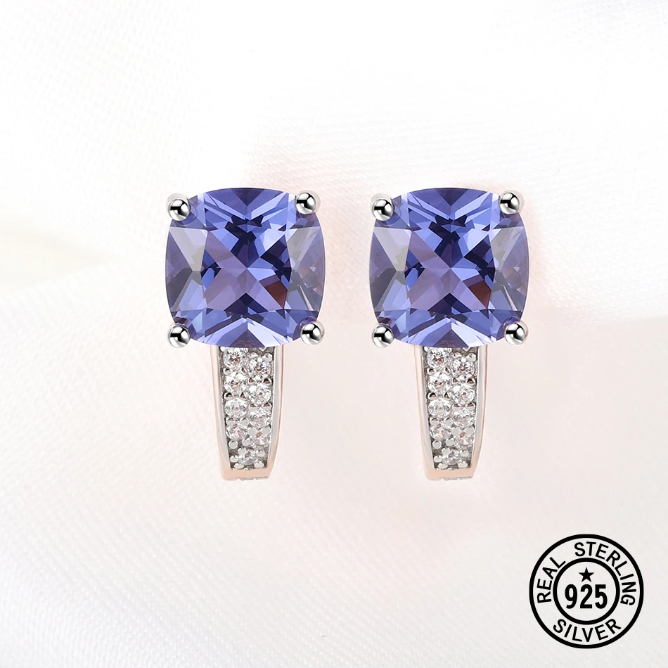 

925 Sterling Silver Earrings Tanzanite Gemstone For Women Birthday Gifts Luxury Delicate Wedding Fine Jewelry Rose Gold Plated