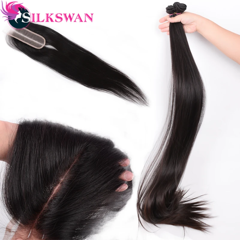 Silkswan человеческие волосы коричневый кружево 2x6 Ким к пряди закрытие шнурка с