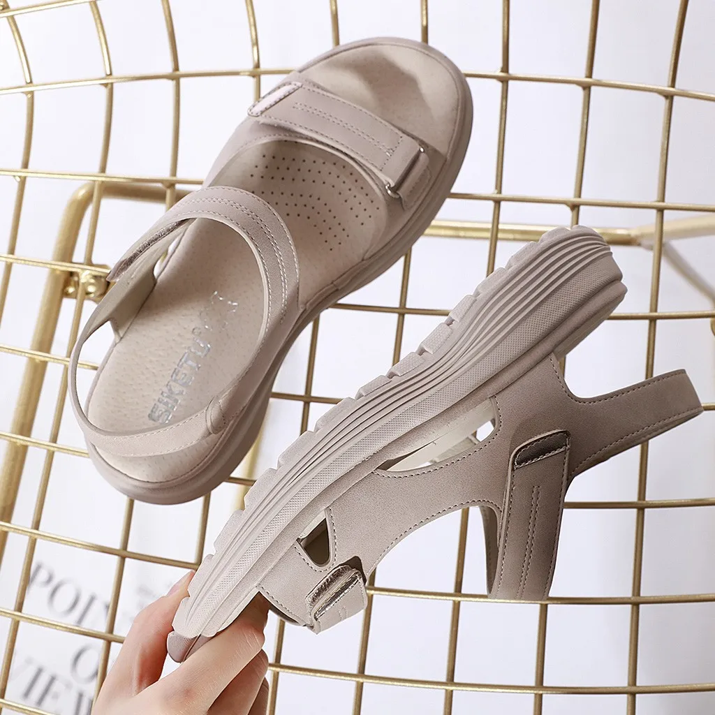 Летние туфли танкетки Не скользящая пляжная обувь с открытым носком Открытые