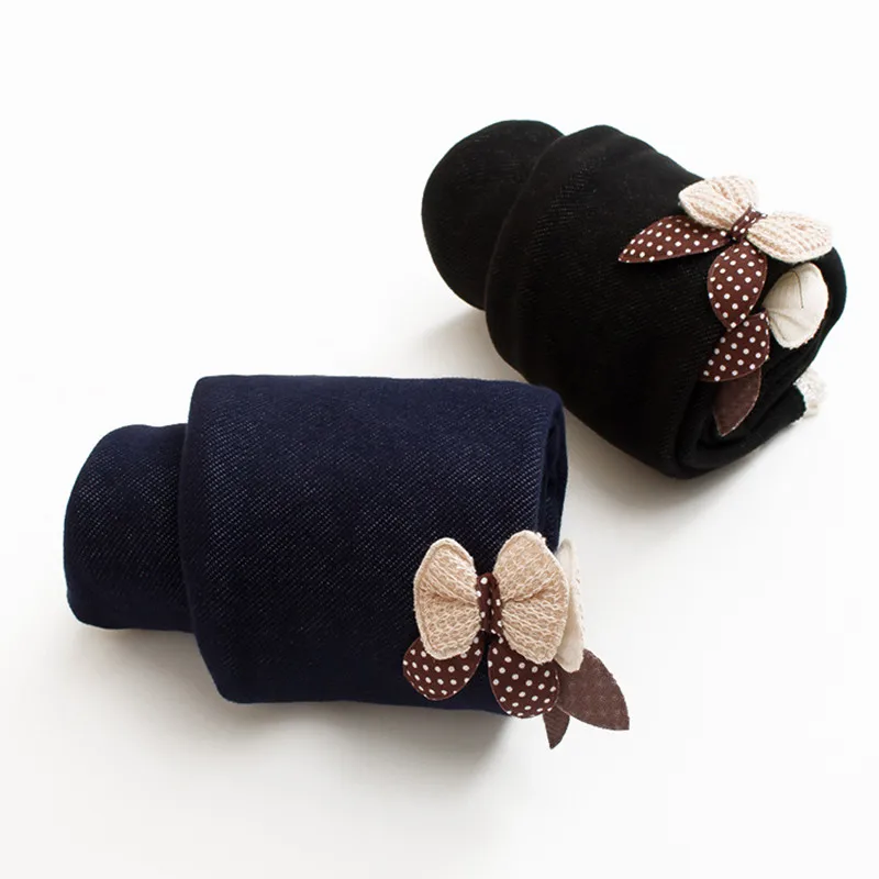 

MJL New Thick Warm Winter Spring Jean Pants Bow Girls Leggings Kids Trousers Children Icing Leggings