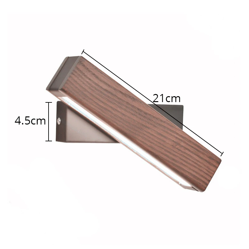 21CM Walnut Color LEDIARY, Скандинавская гостиная, деревянный настенный светильник, 3 излучающих изменения цвета, 110-240 В, вращающееся настенное бра, украшение для спальни - Цвет абажура: 21CM Walnut Color