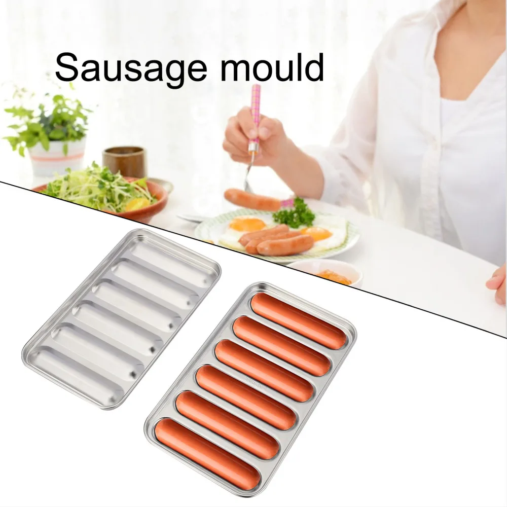 Non-Stick DIY Hot Dog Mold For Oven Steamer Kitchen Tools Sausage Mould Sausages Non-stick Kitchenware 6 Cavity Stainless Steel | Дом и сад