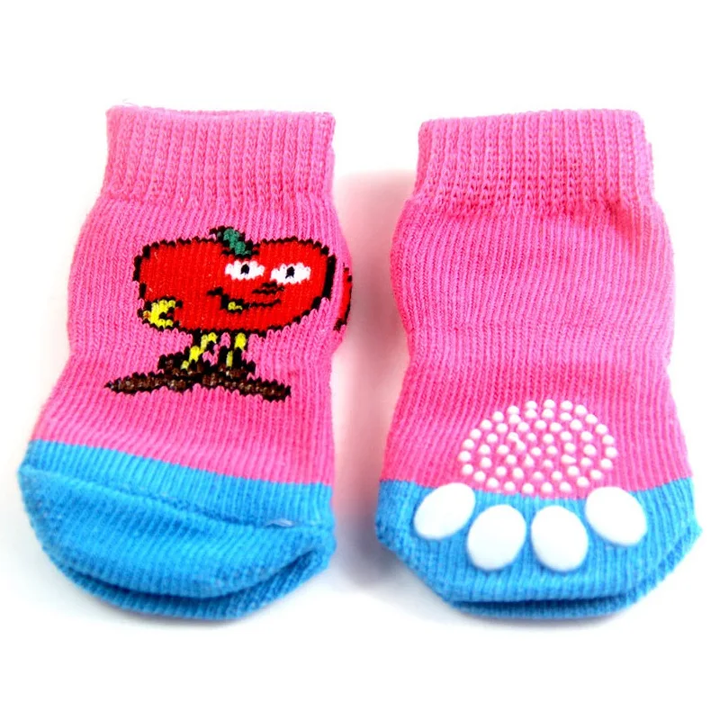 4 шт. милые носки для собак зимние принадлежности животных теплая обувь