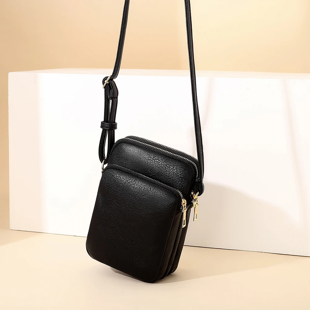 

Сумка-мессенджер женская из экокожи, модный саквояж кросс-боди сплошного цвета, Многослойная Сумочка на плечо, портативные кошельки для ден...