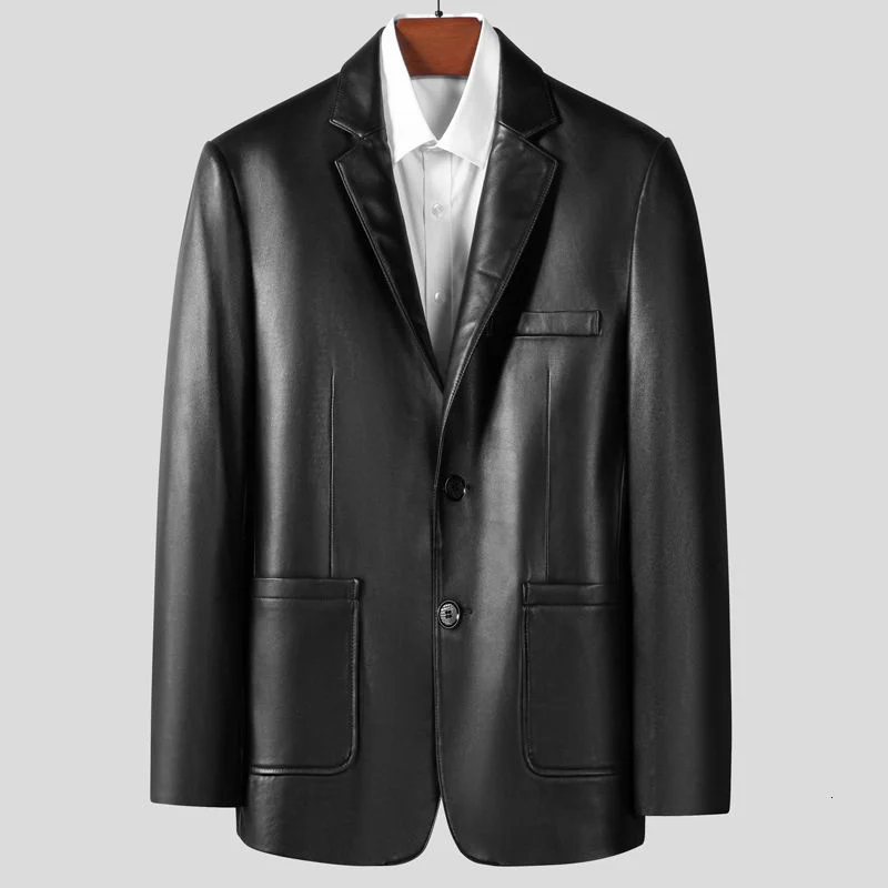 

New Men's Sheep Leather Coat Suit Winter Jacket Men Korean Slim Hot Sale