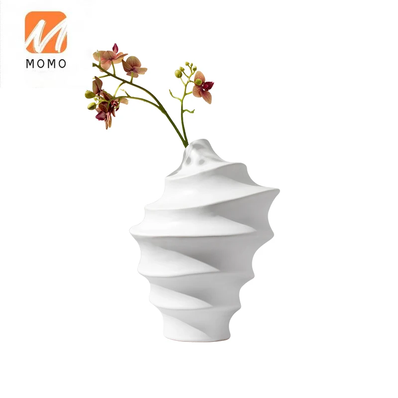 売る 家庭やオフィスの装飾のための特別な形のスパイラルセラミック花瓶,花の容器,リビングルームのサンプルの装飾