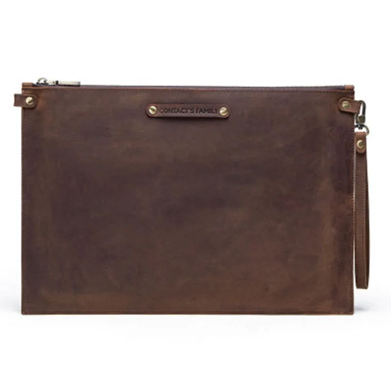 

For Apple iPad Pro 2020 12.9 inch Case Cover Retro Genuine Leather Simple Mad horse skin Zipper Pad bag