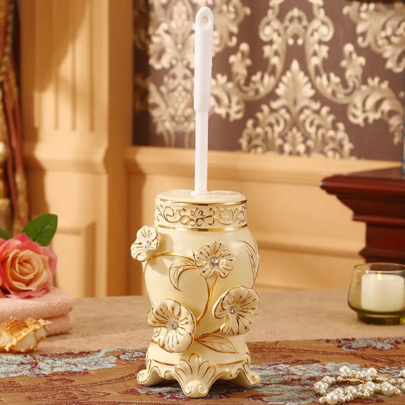 

Ceramic Toilet Brush Holders Set Luxury with diamonds Standing Clearing Tools Handle Lavatory Toilet Brush Holder Bath Hardware