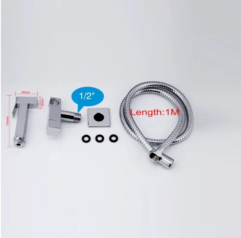 

1 Set Solid Brass Single Cold Water Corner Valve Bidet faucets Function square Hand Shower Head Tap Crane 90 Degree Switch