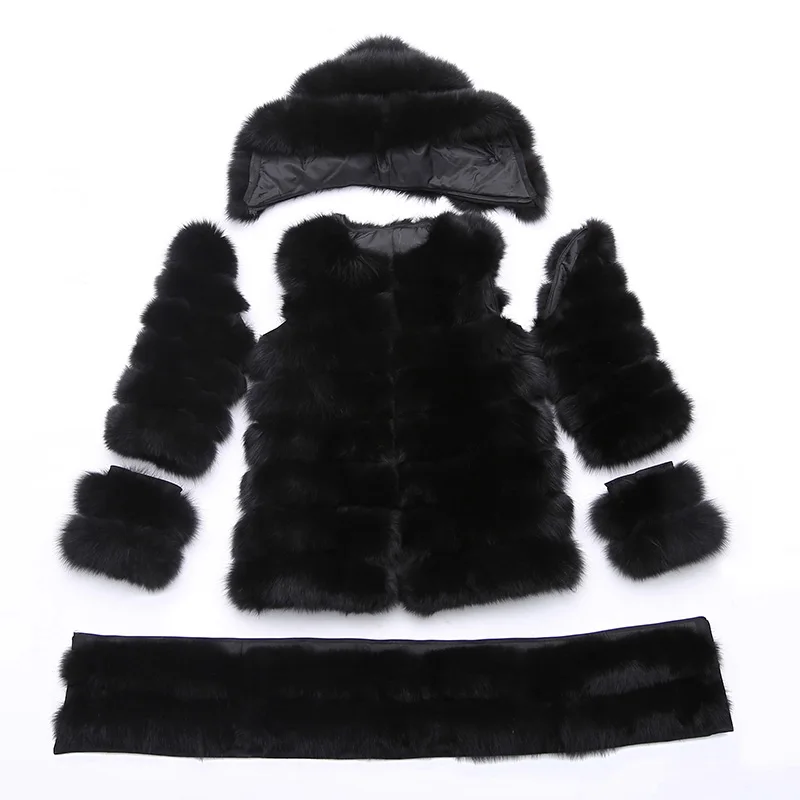 New leather coat 100% natural fur jacket, winter women's fur coat, fox fur coat, high-quality fur vest, detachable hat sleeve 7