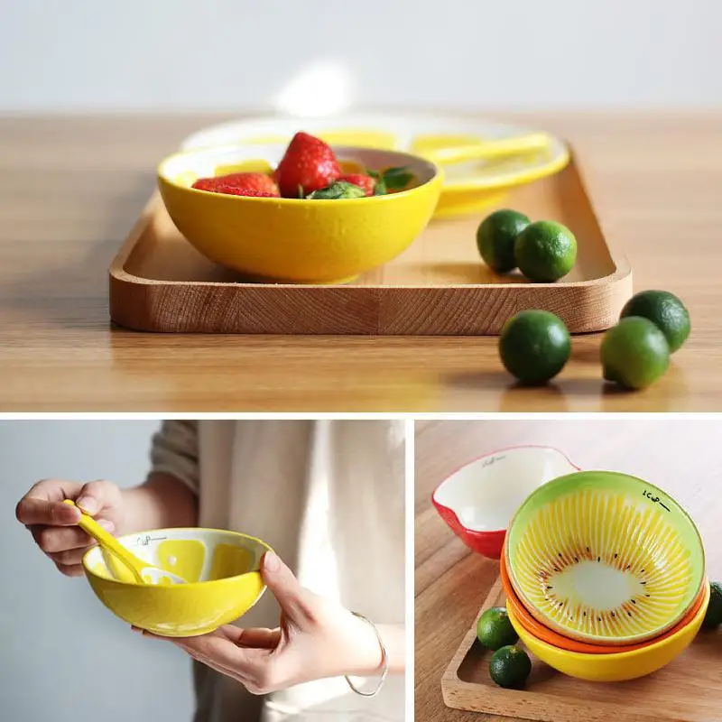 Домашняя чаша для ужина милая Керамическая пиала риса ручная роспись фруктов