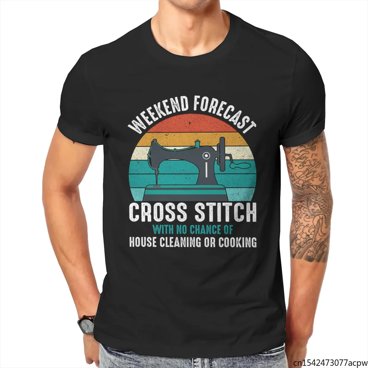 

Weekend Forecast Cross Stitch with No Chance of House Cleaning or Cooking Men's T-Shirt
