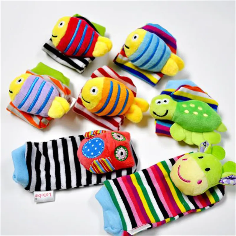 

Baby Rattle Wrist Sock Toys Infant Kids Cute Cartoon Animal Early Education Soft Hand Bell Rattle Stuffed Plush Toys New Style