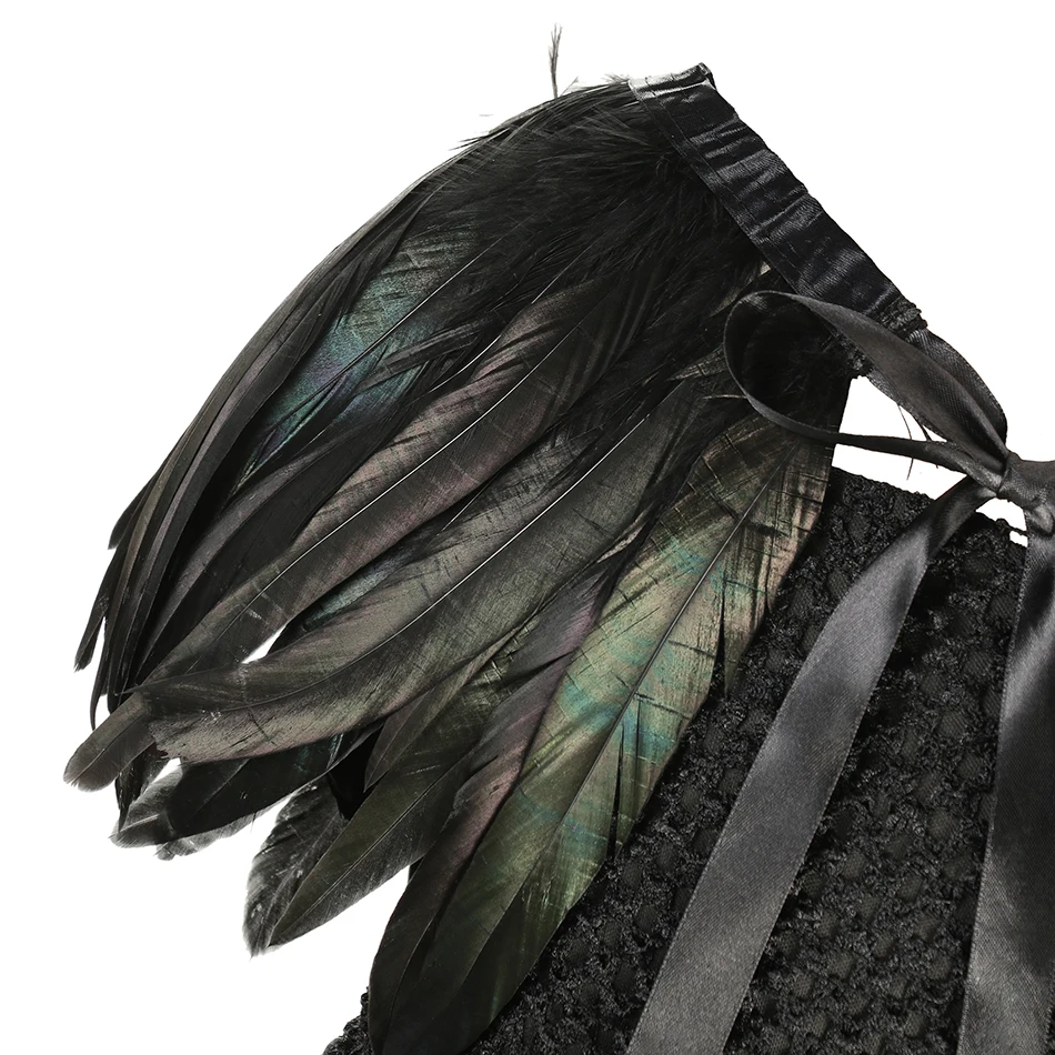 Maleficent Halloween Evil Queen Costume Kids Girl Witch 2 Tutu Dress with Horns Fairy Children Clothes 2-12T for Girl Kids Party