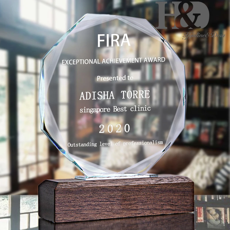 H&ampD Personalized Crystal Octagon Trophy Laser Engraved Meeting Graduation Souvenir Sport Sales Winner Honor Awards Paperweight | Дом и сад
