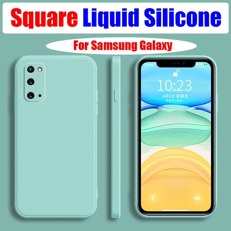 

Square Liquid Silicone Case For Samsung Galaxy A52 A72 A71 A51 S20 FE S21 Ultra S10 Plus A42 A31 A42 A32 Slim Matte Soft Cover