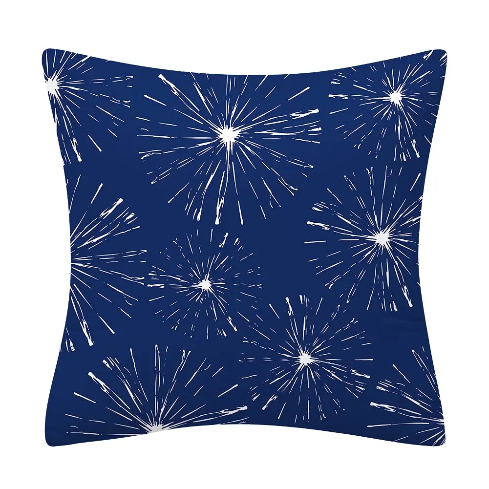 Нордическая сине-белая льняная наволочка с классическим узором для дивана