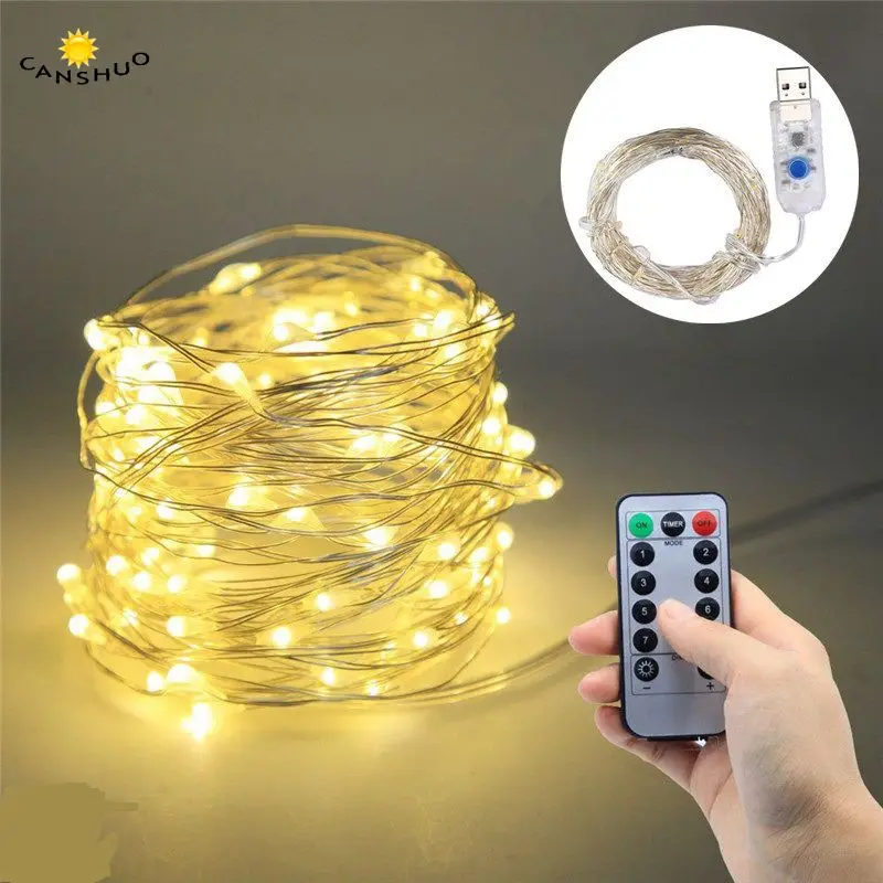 8 режимов дистанционного управления USB питание 5 м/10 м 50/100 LED Серебряная медная