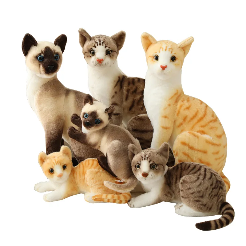 

Simulation Animal Pillow American Shorthai &Siamese Cat Plush Toys Stuffed Lifelike Doll Pet For Children Home Decor Kids Gifts