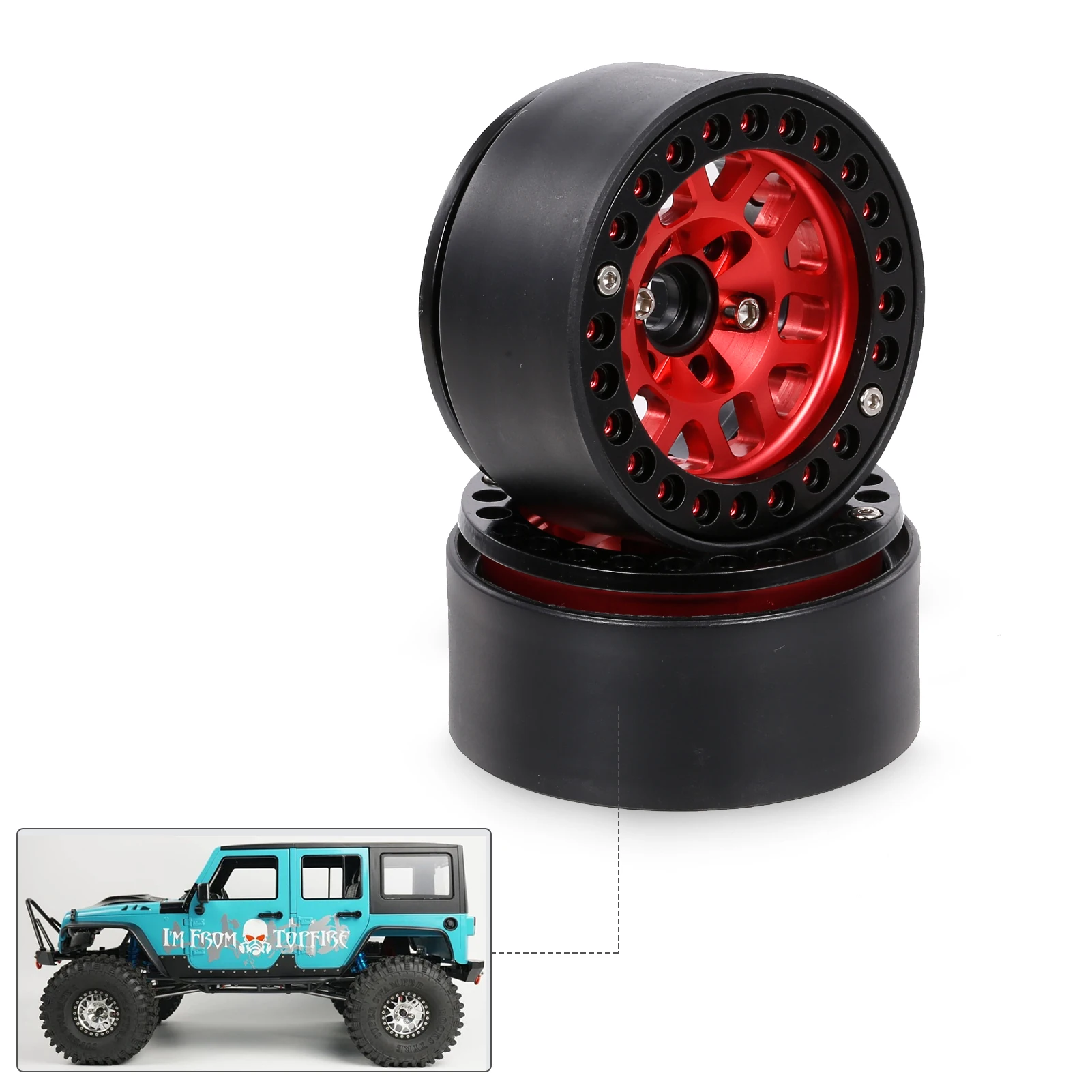 

2PCS Zinc Alloy 1.9in Beadlock Wheel Rim Hub 8/12 Round Hole for 1/10 RC Crawler for Hsp Redcat Traxxas Tamiya Hpi RC4wd Axial