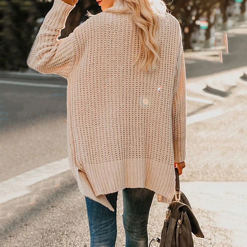 Женский вязаный кардиган с длинным рукавом повседневный мягкий теплый большого