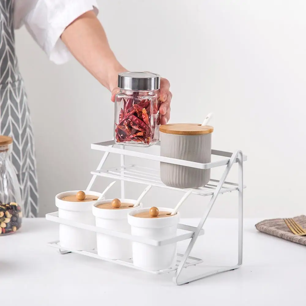 Двухслойная полка-органайзер для кухни Полка специй ванная комната настольная