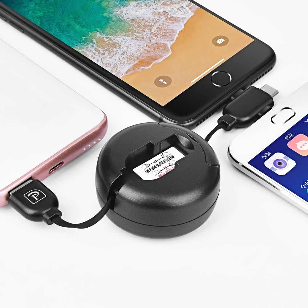 Телескопический usb кабель для зарядки с откидной крышкой 3 в 1 держателем телефона