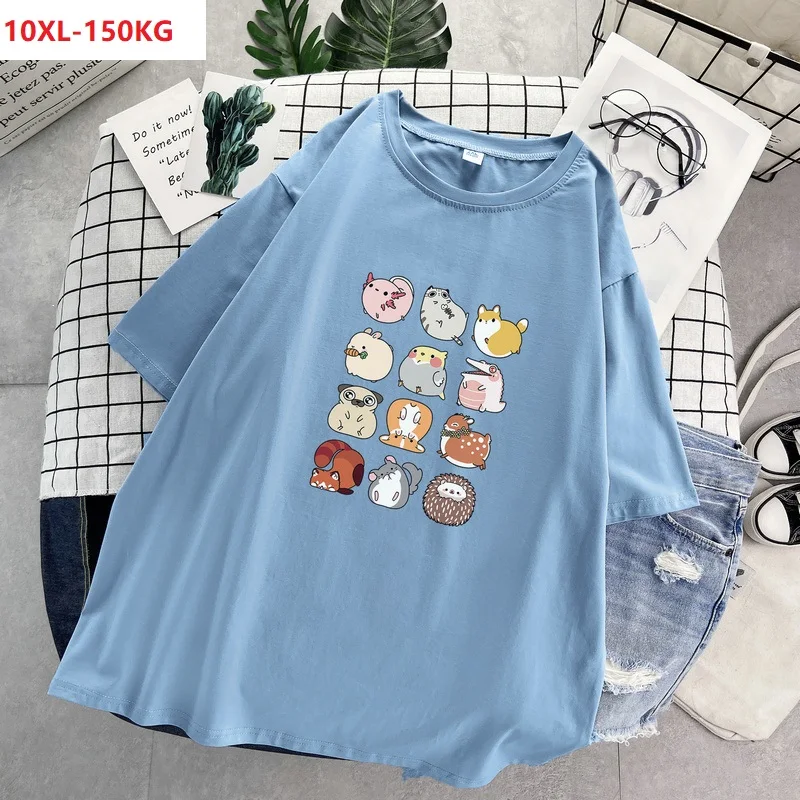 Женские футболки с коротким рукавом мультяшным принтом размера плюс 6XL 8XL 10XL 58 62 56