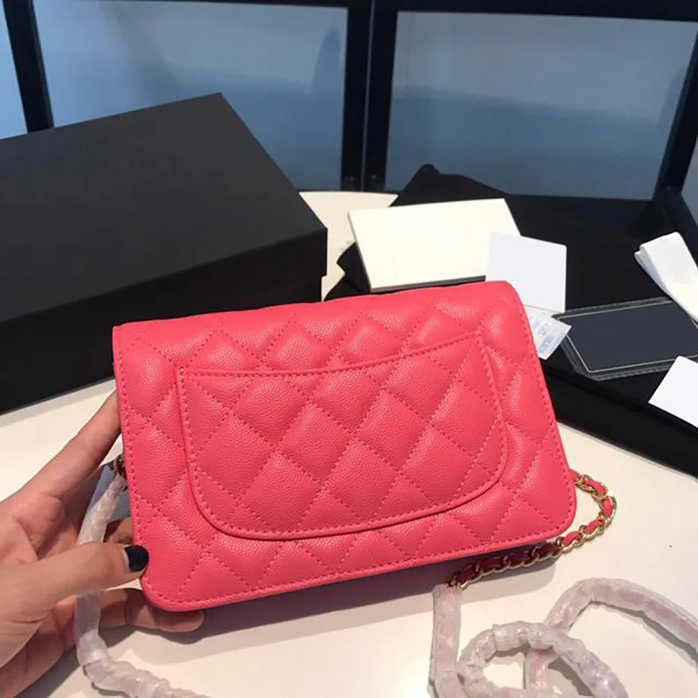 

2021 new calf skin small fragrance chain bag WOC rich bag leather cross-body bag women versatile one-shoulder rhomboid small squ