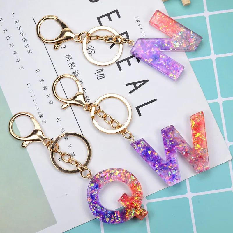 

TRJE Fashion Letter Keychain Trendy Creative Colorful 26 English Letter Initial Resin Handbag Keyring Accessories For Women
