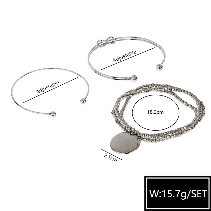 3 шт. женский модный простой браслет с цепочкой и бусинами Набор браслетов в стиле