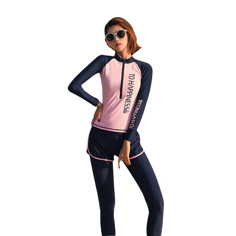 Женский комплект из 5 предметов пляжная одежда для серфинга топ на молнии с