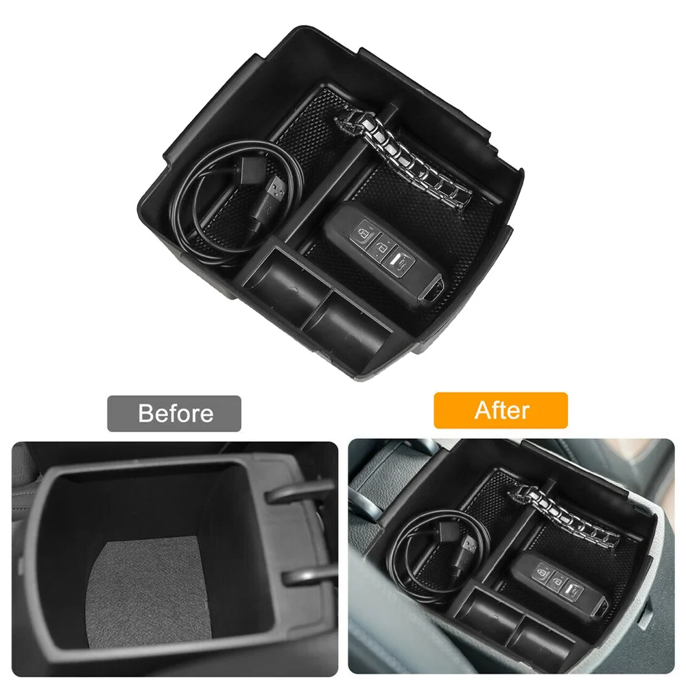 

Black Storage Box Organizer Storage Tray Accessories Box Center Console Interior Durable