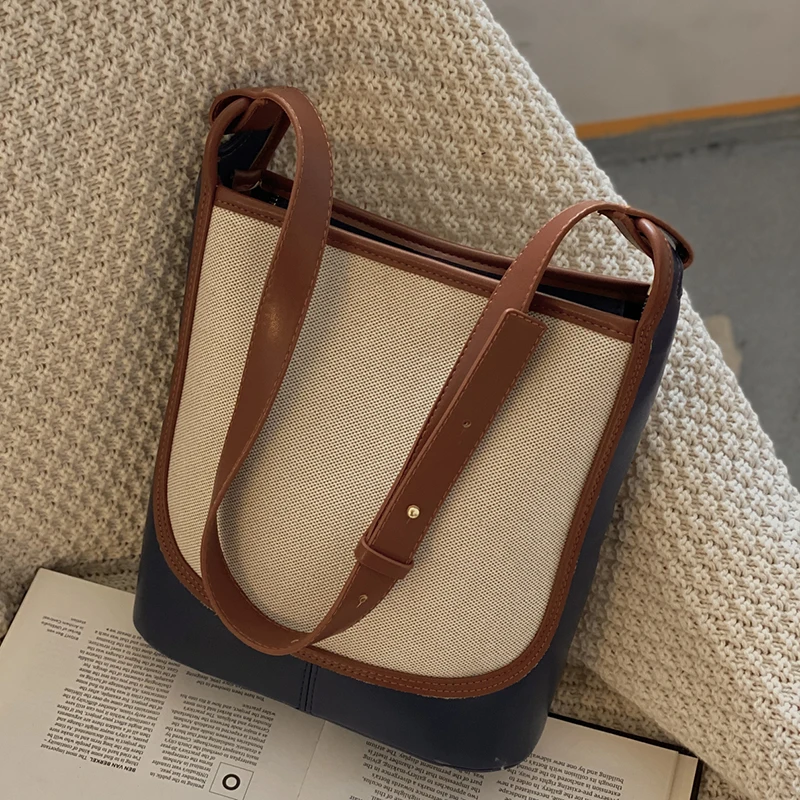 

New Arrival Small Color Contrast PU Leather Bucket Crossbody Bag for Women 2021 Designer Branded Shoulder Purses and Handbags