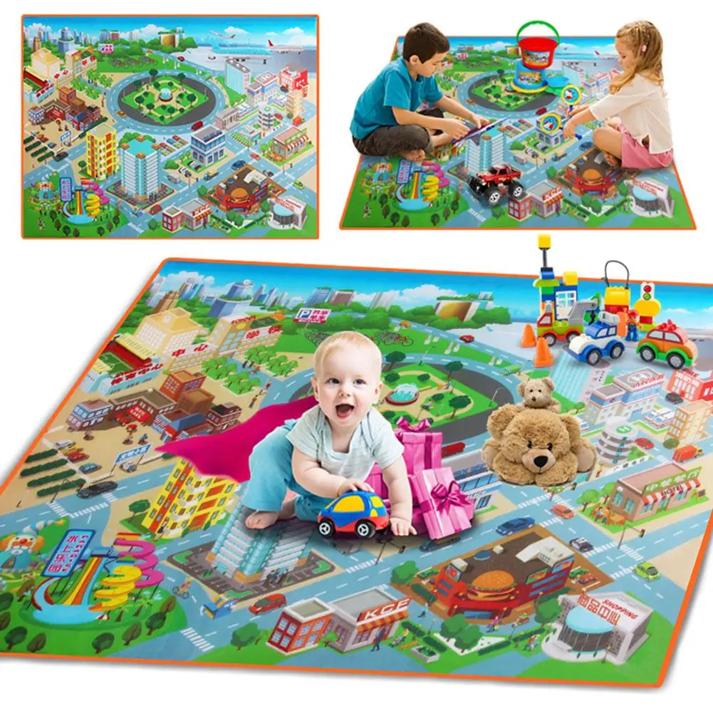 

Baby Play Mat Kids Route Map City Town Cognition Crawling Pad 120CM Waterproof Foldable Climbing Children Carpet Outdoor Toy Mat