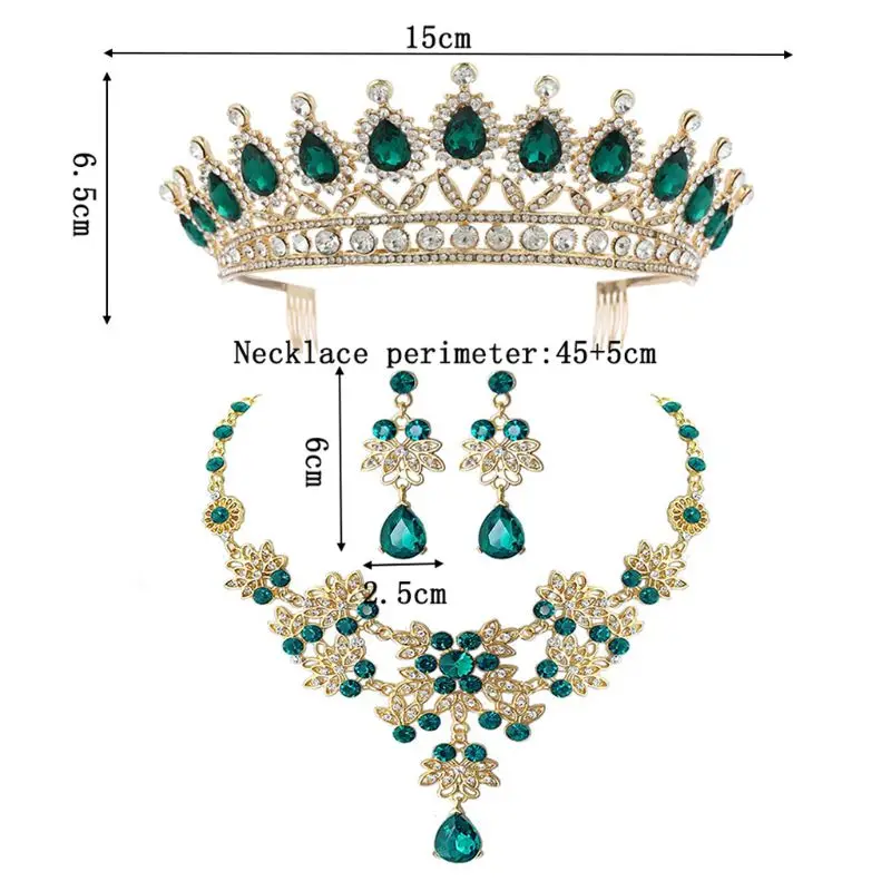 Зеленая Корона невесты Тройная свадебная одежда ювелирные изделия свадебный