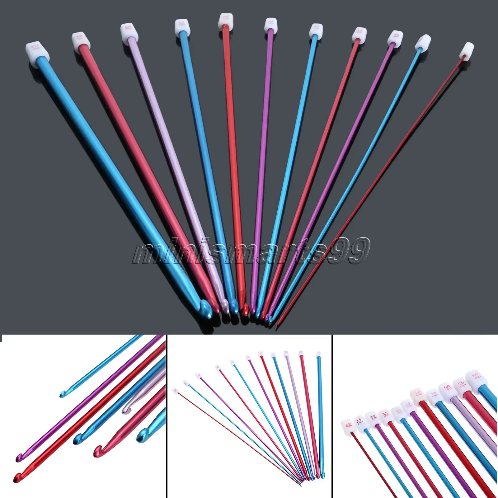 

11pcs Costura Multicolor Aluminum Crochet Hook Knitting Needles Knit Needles Tools DIY Weave Crafts Sewing Accessories 2mm-8mm