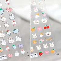 new technology cute animal thin section tough nail stickers adhesive three dimensional jewelry rabbit frog nail stickers