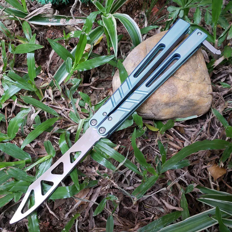 

Butterfly trainer Knife Alpha Beast Channel Titanium Handle Blade Bushing System Jilt Knife Hunting Knife