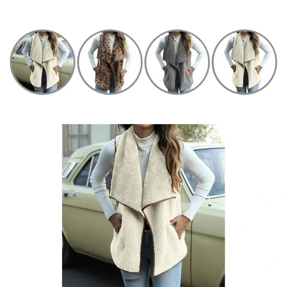 

Turn-down Collar Stylish Soft Spring Vest Lapel Lady Waistcoat All Match for Dating